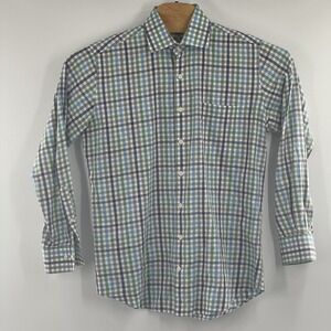 PETER MILLAR Shirt Mens Sz M Blue Button down Long Sleeve Golf‎ 100% Cotton